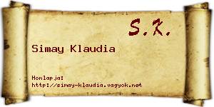 Simay Klaudia névjegykártya
